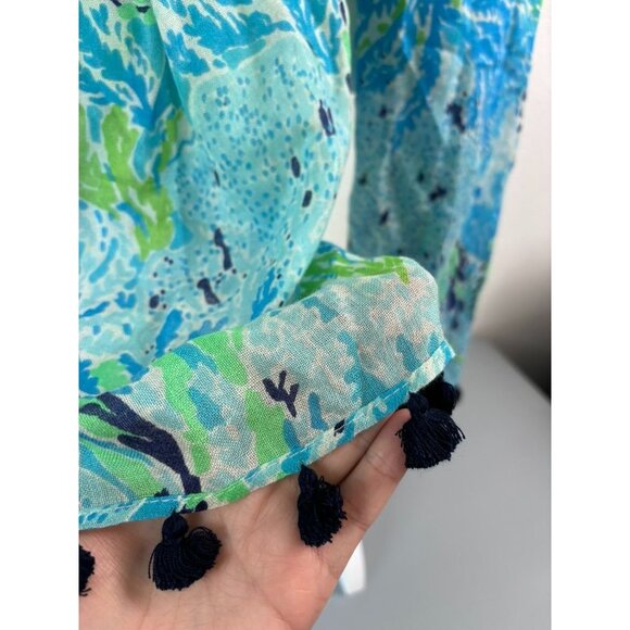 Lilly Pulitzer women's blue spa lets cha‎ cha murfee scarf silk cashmere NWT - Picture 3 of 8